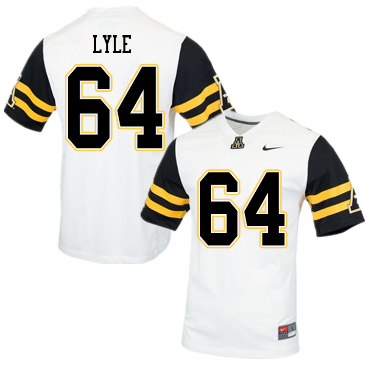 Men #64 Chris Lyle Appalachian State Mountaineers College Football Jerseys Sale-White - Click Image to Close